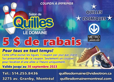 Quilles Domaine Coupon Rabais 5 $